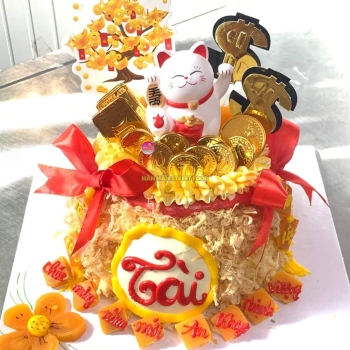 bánh kem bông lan trứng muối chữ tài 